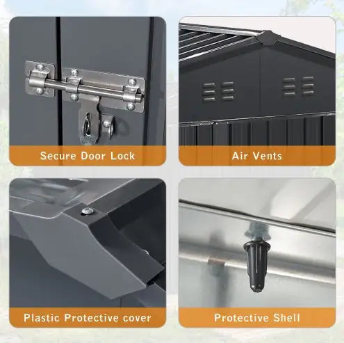Outdoor Sheds 6FT X 8FT   Outdoor Storage Clearance, Metal Anti-Corrosion Utility Tool House With Lockable Door   Shutter Vents, Waterproof Storage Garden Shed For Lawn Patio